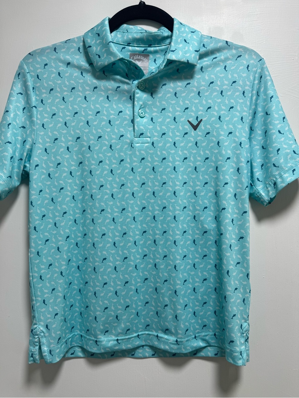 Callaway Boys Light Blue Printed Golf Polo